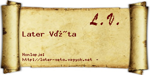 Later Véta névjegykártya